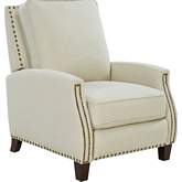 Melrose Manual Recliner in Linen Cream Fabric w/ Nailhead Trim